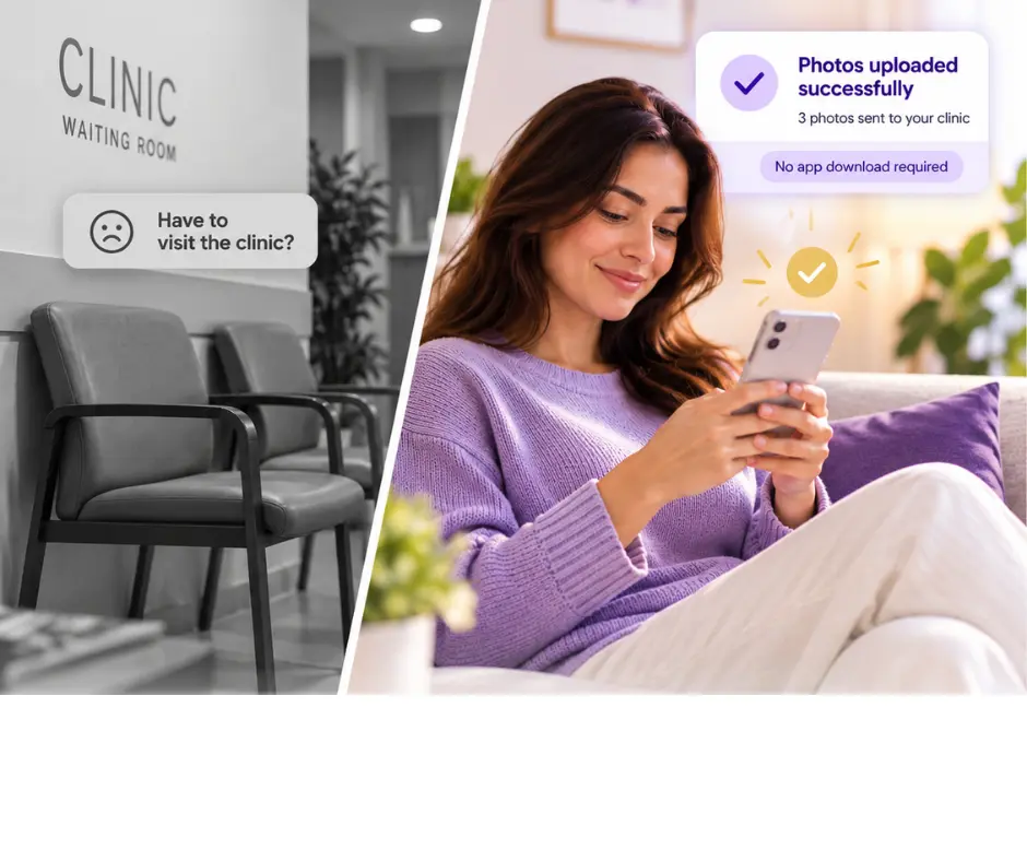 Patient uploading post-operative photos remotely in CureCast clinical photo management software
